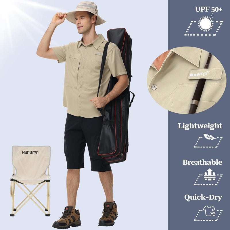 Satankud Men's Short Sleeve Lightweight Fishing Shirt UPF 50+ Sun Protection Hiking Travel Work Button Down Shirt Zip Pocket - Image 5